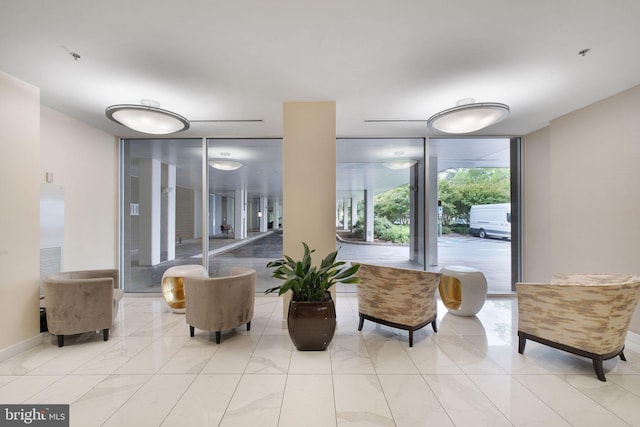 common area featuring expansive windows