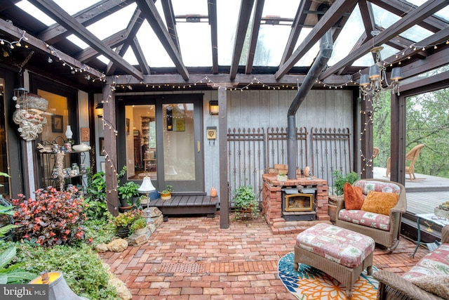 3012 Duncan Rd, White Hall, MD 21161 - view of patio featuring a fireplace and a pergola
