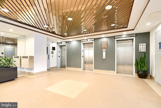 community lobby with recessed lighting