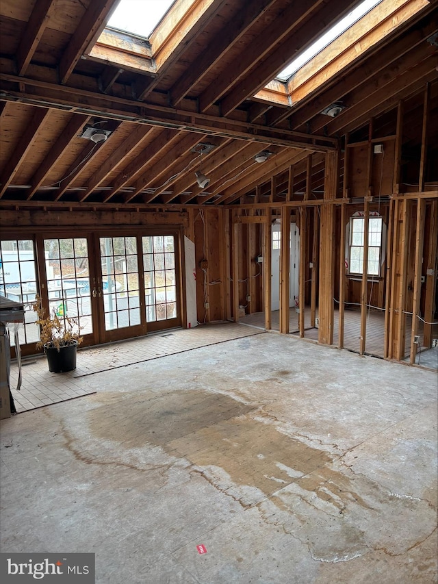 miscellaneous room with a skylight