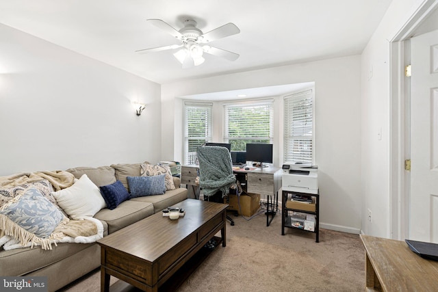 717 E Greenman Rd, Haddonfield, NJ 08033 - living area featuring ceiling fan and light carpet