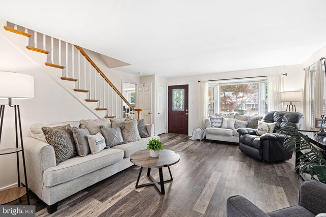 717 E Greenman Rd, Haddonfield, NJ 08033 - living area with wood finished floors and stairway