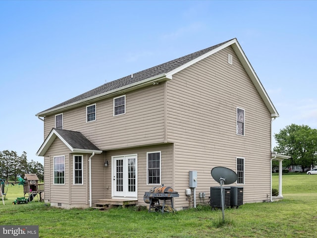 1497 Double Church Rd, Stephens City, VA 22655 - back of house with a lawn and central AC