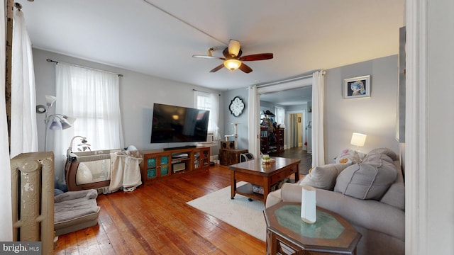 504 SE Front St, Milford, DE 19963 - living room featuring wood-type flooring and ceiling fan