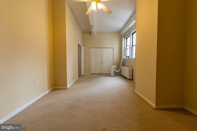 1324 Locust St Unit 1602, Philadelphia, PA 19107 - carpeted spare room with radiator heating unit, a ceiling fan, and baseboards