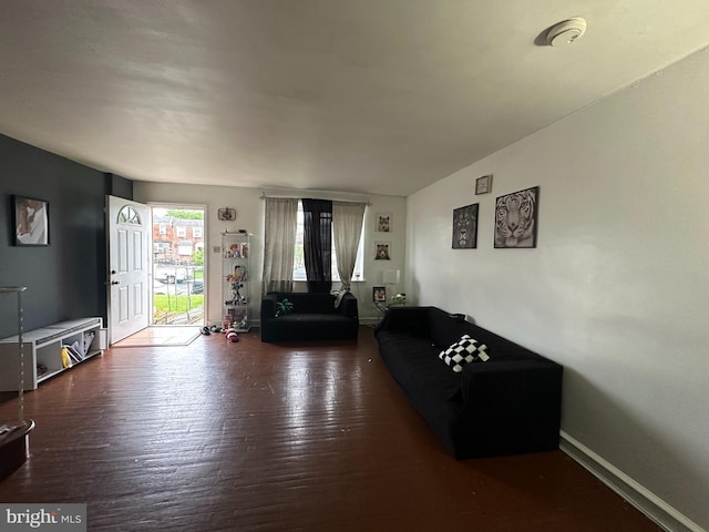 living area with wood finished floors