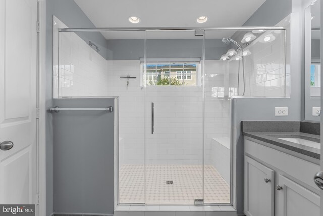 7820 Loblolly Way, Hanover, MD 21076 - full bath featuring vanity, a stall shower, and recessed lighting