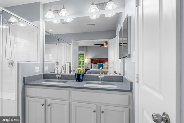 7820 Loblolly Way, Hanover, MD 21076 - full bathroom featuring ceiling fan, double vanity, ensuite bathroom, and a stall shower