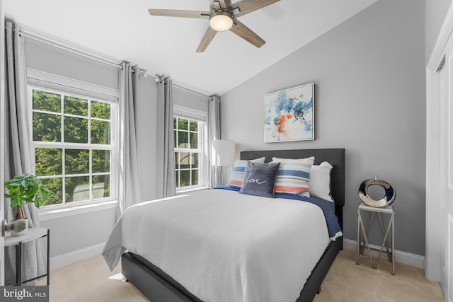 7820 Loblolly Way, Hanover, MD 21076 - bedroom featuring carpet, baseboards, lofted ceiling, and a ceiling fan