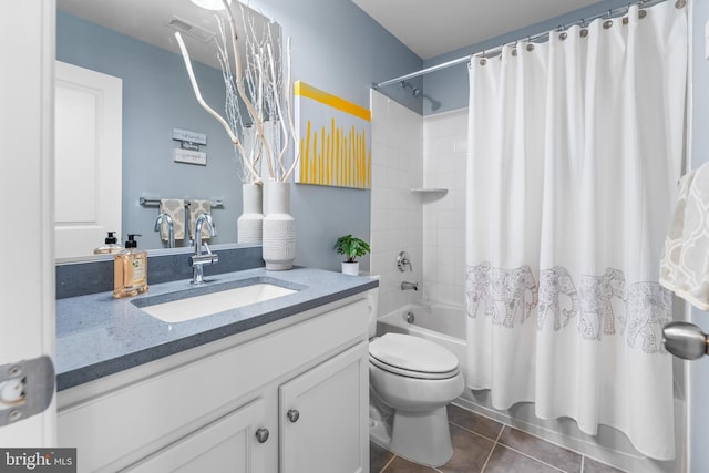 7820 Loblolly Way, Hanover, MD 21076 - bathroom with shower / bath combination with curtain, vanity, tile patterned flooring, and toilet
