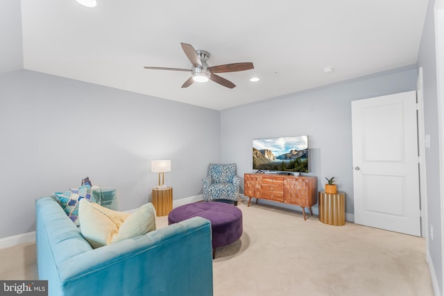 7820 Loblolly Way, Hanover, MD 21076 - living area featuring ceiling fan, recessed lighting, baseboards, and light colored carpet