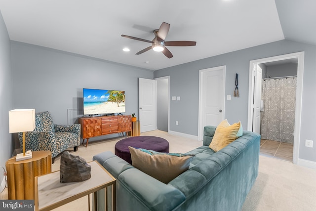 7820 Loblolly Way, Hanover, MD 21076 - living room featuring ceiling fan, carpet flooring, recessed lighting, and baseboards