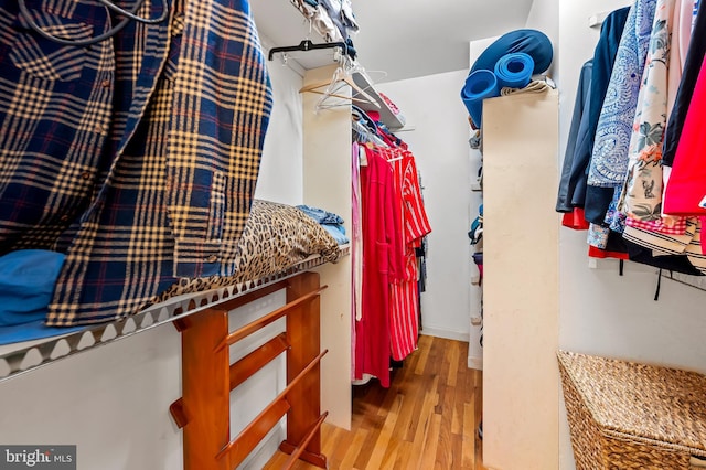 spacious closet with wood finished floors
