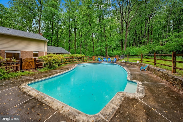 view of swimming pool featuring a patio area and a fenced backyard