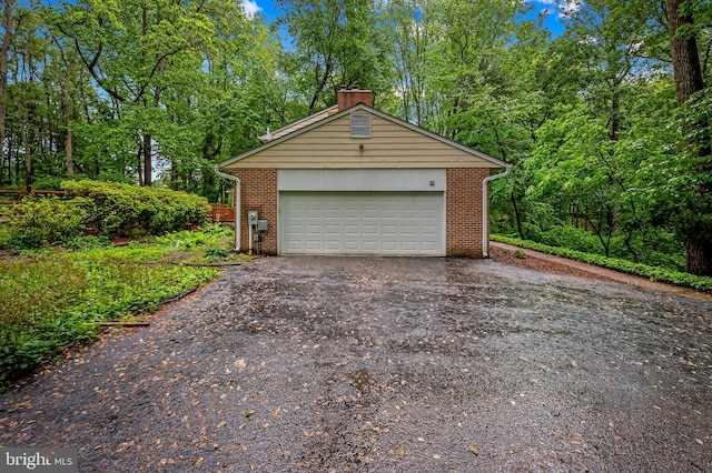 view of detached garage