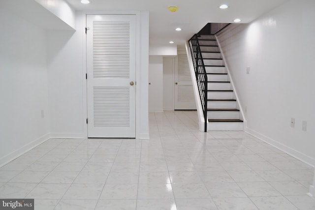 1406 S 28th St, Philadelphia, PA 19146 - spare room featuring stairs, recessed lighting, baseboards, and a smoke detector
