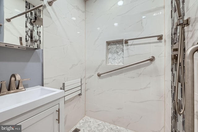 23 N Morley St, Baltimore, MD 21229 - bathroom featuring a shower stall and vanity