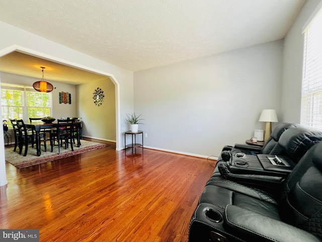 10400 Markby Ct, White Plains, MD 20695 - living room featuring wood finished floors, healthy amount of natural light, baseboards, and arched walkways