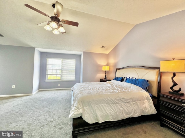 10400 Markby Ct, White Plains, MD 20695 - bedroom featuring carpet flooring, baseboards, vaulted ceiling, and ceiling fan