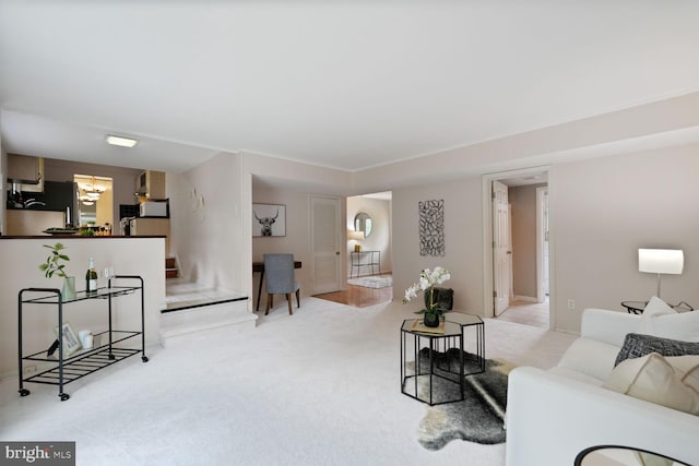 3702 Forest Grove Dr, Annandale, VA 22003 - carpeted living area with a chandelier