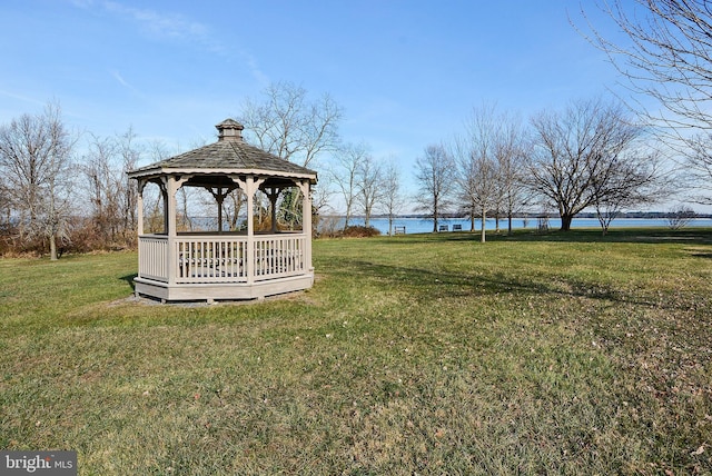 24749 Swan Rd, Saint Michaels, MD 21663 - view of green lawn with a gazebo and a water view
