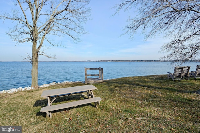 24749 Swan Rd, Saint Michaels, MD 21663 - dock featuring a water view and a yard