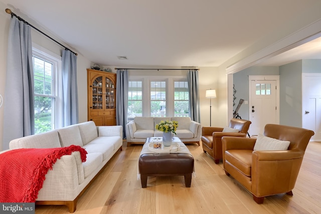 living area featuring light wood-type flooring