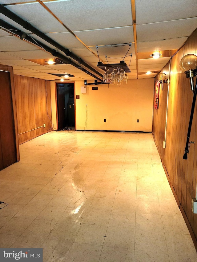garage with wooden walls