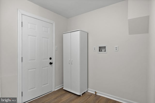 1294 Chase St, Camden, NJ 08104 - laundry room with washer hookup, dark wood-style floors, baseboards, and cabinet space
