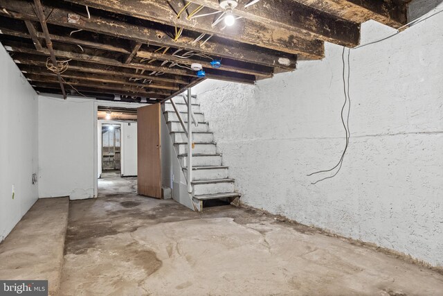 1294 Chase St, Camden, NJ 08104 - unfinished basement featuring stairs