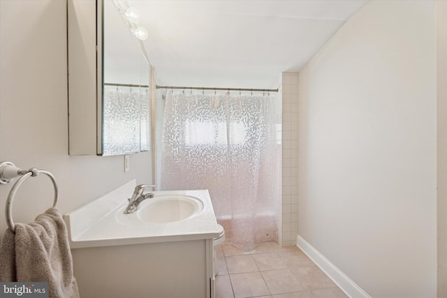 1558 Lukens Ave, Abington, PA 19001 - bathroom with vanity, tile patterned flooring, shower / tub combo, and baseboards