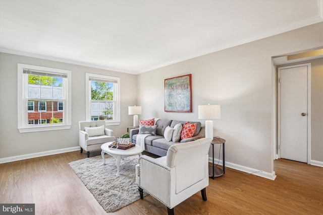 6624 Boulevard Vw Unit C1, Alexandria, VA 22307 - living area with ornamental molding, wood finished floors, and baseboards