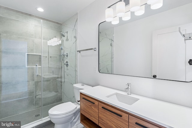845 19th St NE Unit Ph-12, Washington, DC 20002 - full bathroom with a stall shower, toilet, vanity, and recessed lighting