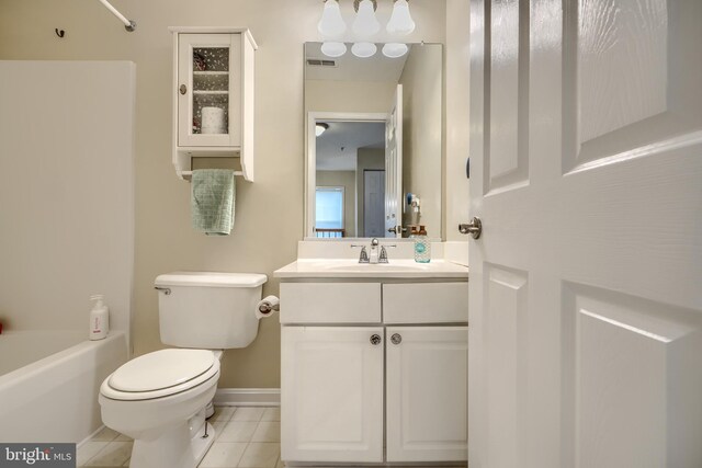 2212 Palustris Ln, Abingdon, MD 21009 - full bath with vanity, toilet, tile patterned flooring, baseboards, and shower / bathtub combination