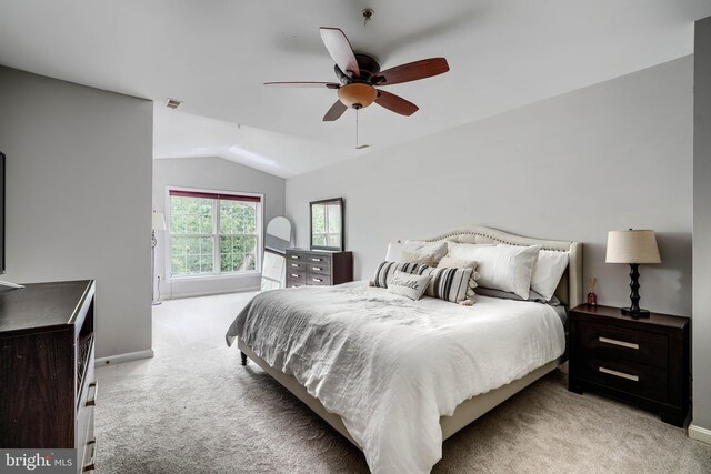 2212 Palustris Ln, Abingdon, MD 21009 - bedroom with light colored carpet, lofted ceiling, baseboards, and a ceiling fan