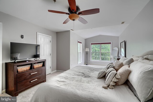 2212 Palustris Ln, Abingdon, MD 21009 - bedroom with vaulted ceiling, baseboards, light carpet, and ceiling fan