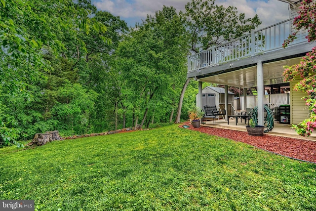 2212 Palustris Ln, Abingdon, MD 21009 - view of green lawn with a patio area and a wooden deck