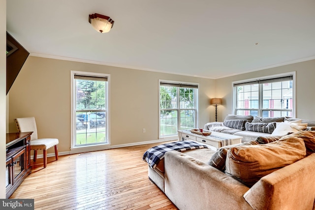 2212 Palustris Ln, Abingdon, MD 21009 - living room with ornamental molding, light wood finished floors, and baseboards