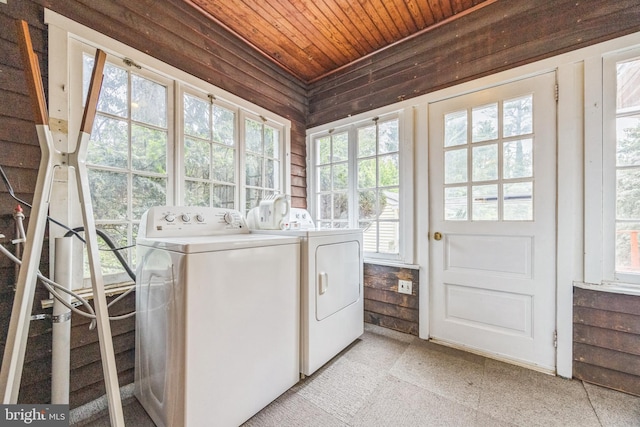 329 Dickinson Ave, Swarthmore, PA 19081 - laundry room with washing machine and dryer and wood ceiling