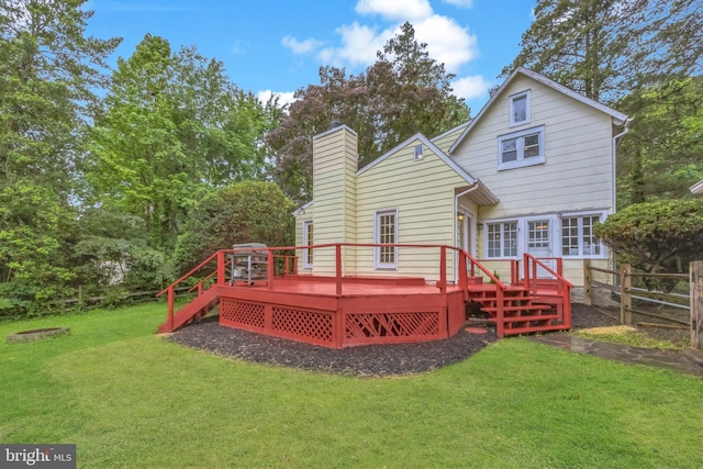329 Dickinson Ave, Swarthmore, PA 19081 - rear view of property featuring a wooden deck and a chimney