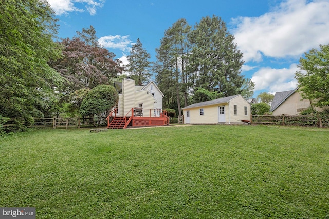 329 Dickinson Ave, Swarthmore, PA 19081 - view of yard featuring a wooden deck