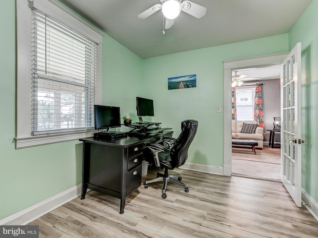 3932 Glenhurst Rd, Baltimore, MD 21222 - office space featuring ceiling fan, wood finished floors, and baseboards