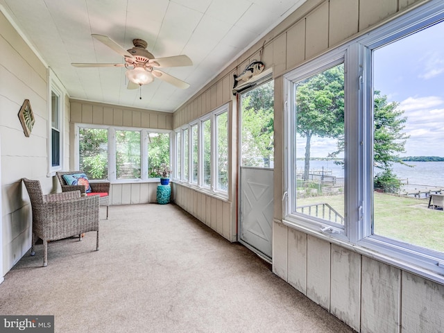 3932 Glenhurst Rd, Baltimore, MD 21222 - sunroom / solarium featuring a water view and ceiling fan