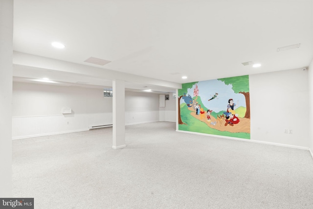 60 S Forge Manor Dr, Phoenixville, PA 19460 - finished basement with carpet floors, recessed lighting, baseboard heating, and baseboards