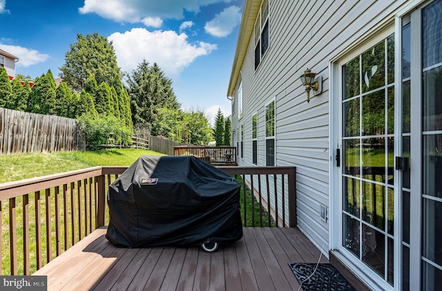 260 Shirley Ln, Pennsburg, PA 18073 - wooden deck with grilling area and a fenced backyard