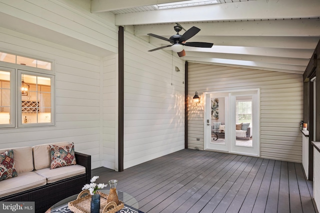 9609 Low Meadow Dr, Gaithersburg, MD 20882 - unfurnished sunroom with outdoor lounge area and a ceiling fan
