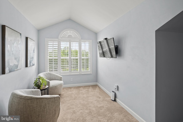9609 Low Meadow Dr, Gaithersburg, MD 20882 - sitting room with vaulted ceiling, carpet, and baseboards