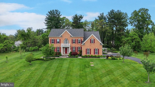colonial house with a front lawn