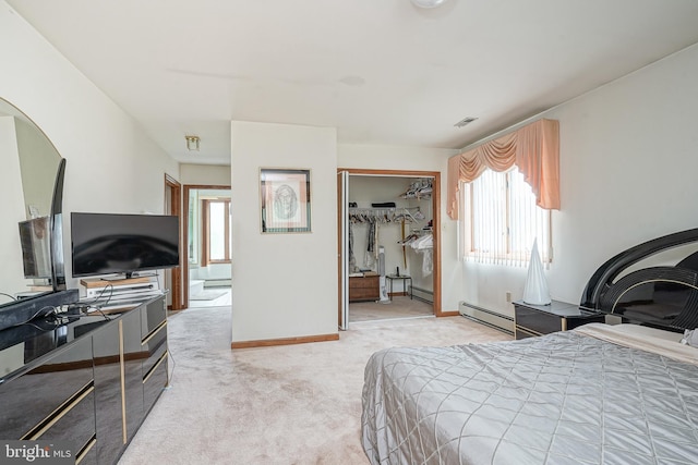 230 Casperson St, Gibbstown, NJ 08027 - bedroom with a baseboard heating unit, light colored carpet, a closet, a baseboard radiator, and baseboards