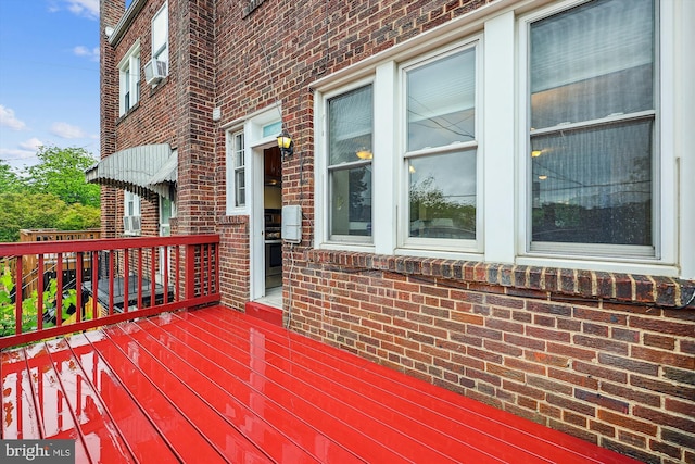 wooden deck with cooling unit